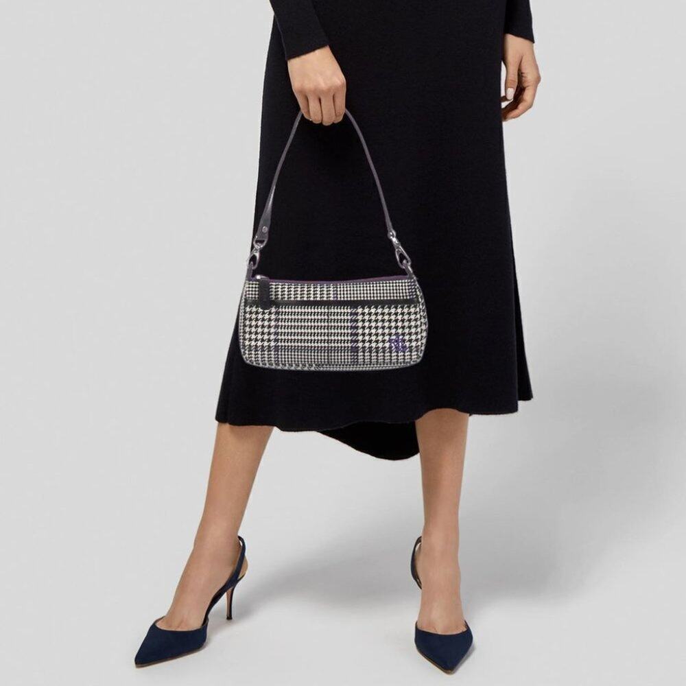 Ralph Lauren Monogram Houndstooth Canvas Mini Bag